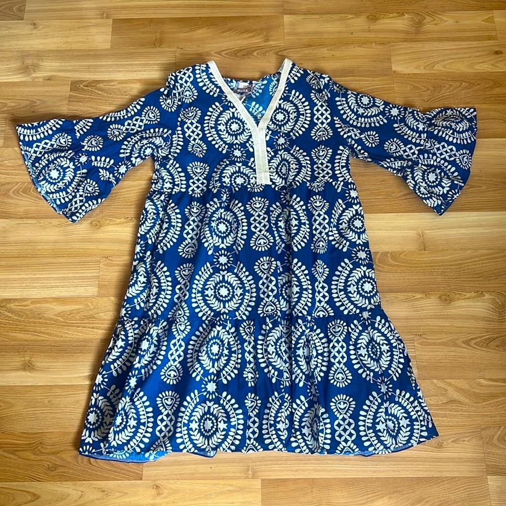 Saiph Lab White and Blue Cotton Dress